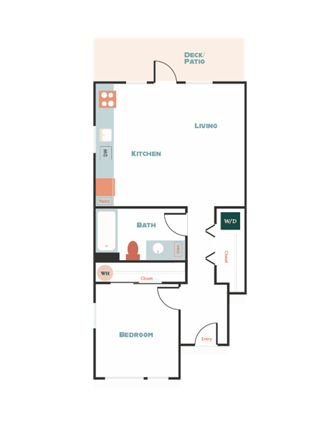 a floor plan of an apartment with a bedroom and a living room